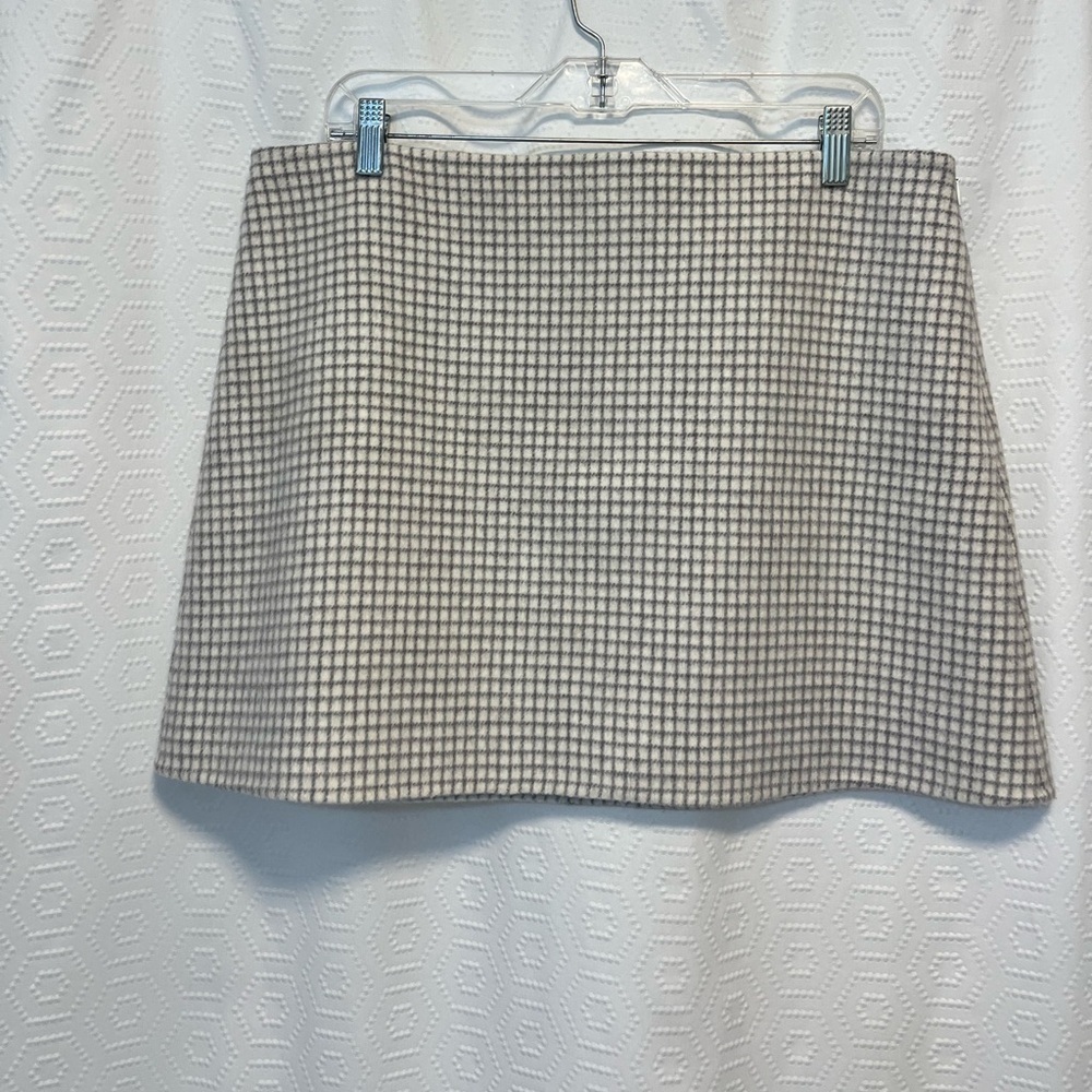 NWT Theory high waist Ivory & grey wool mini skirt